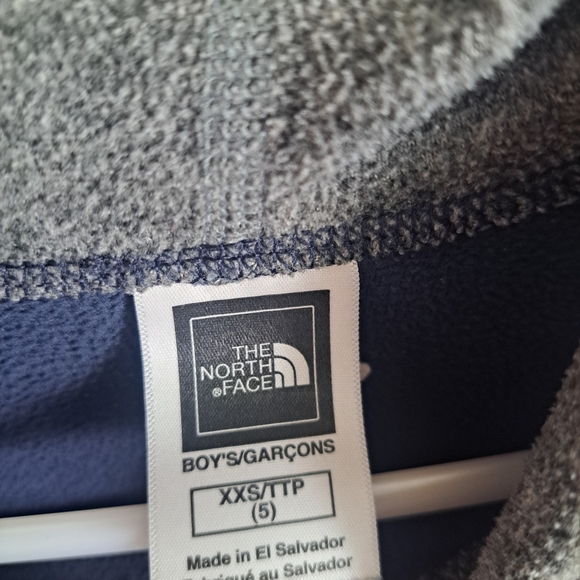 The North Face Boys Fleece Full Zip Hoodie Gray Navy Orange Size 5 XXS - Picture 4 of 4